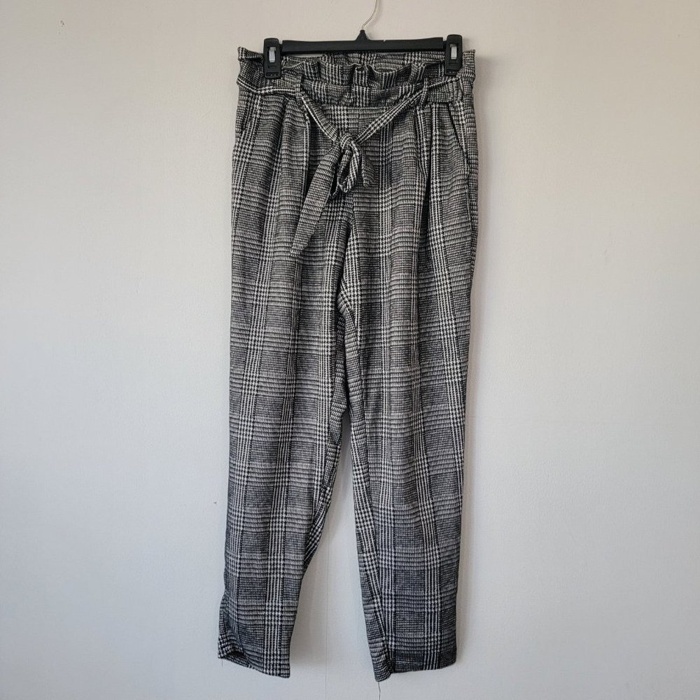 Paperbag Plaid Trousers High Waist Size M
